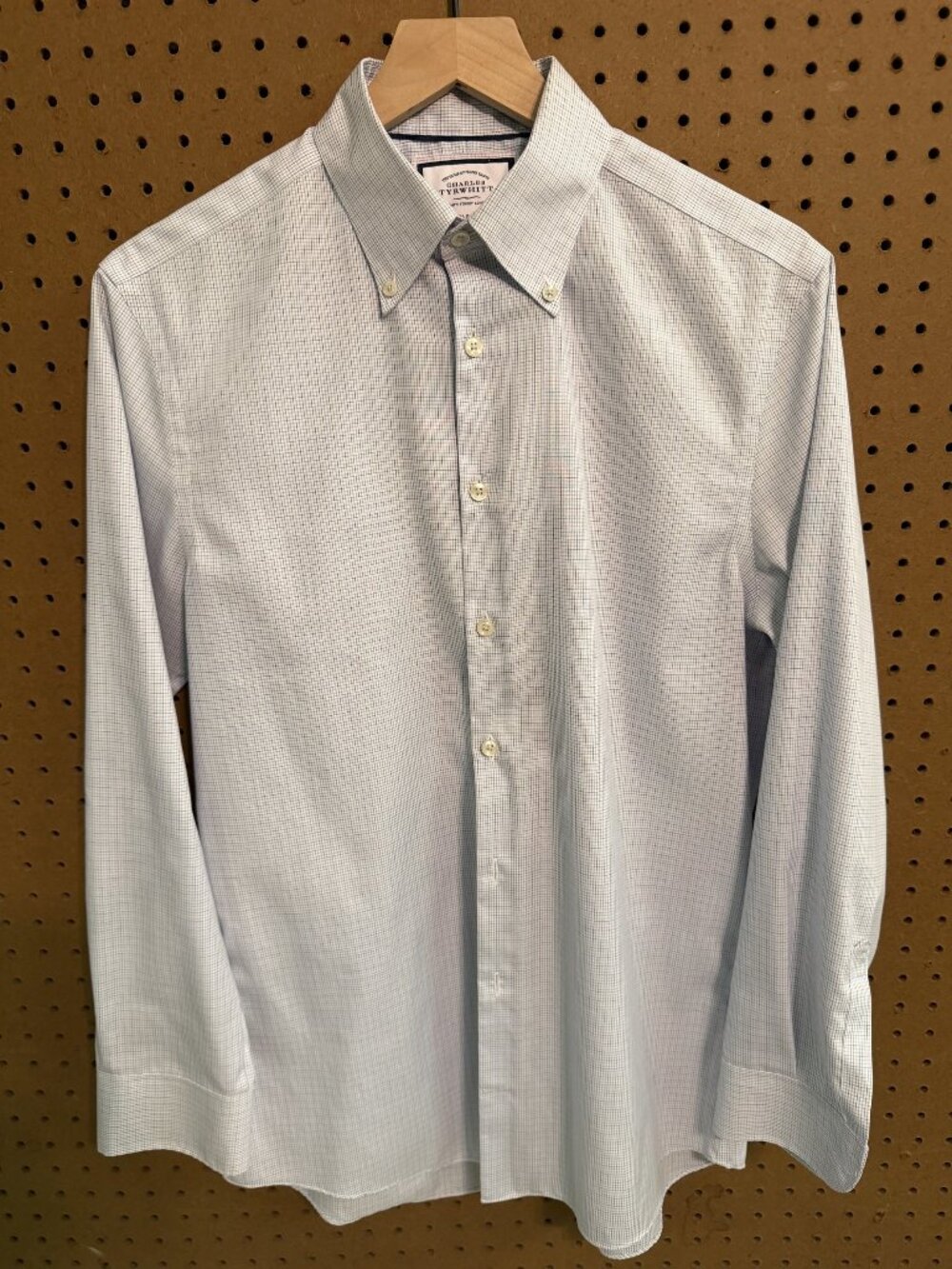 Charles Tyrwhitt Extra Slim Fit Non-Iron Dress Shirt Blue Graph Check 15.5 33
